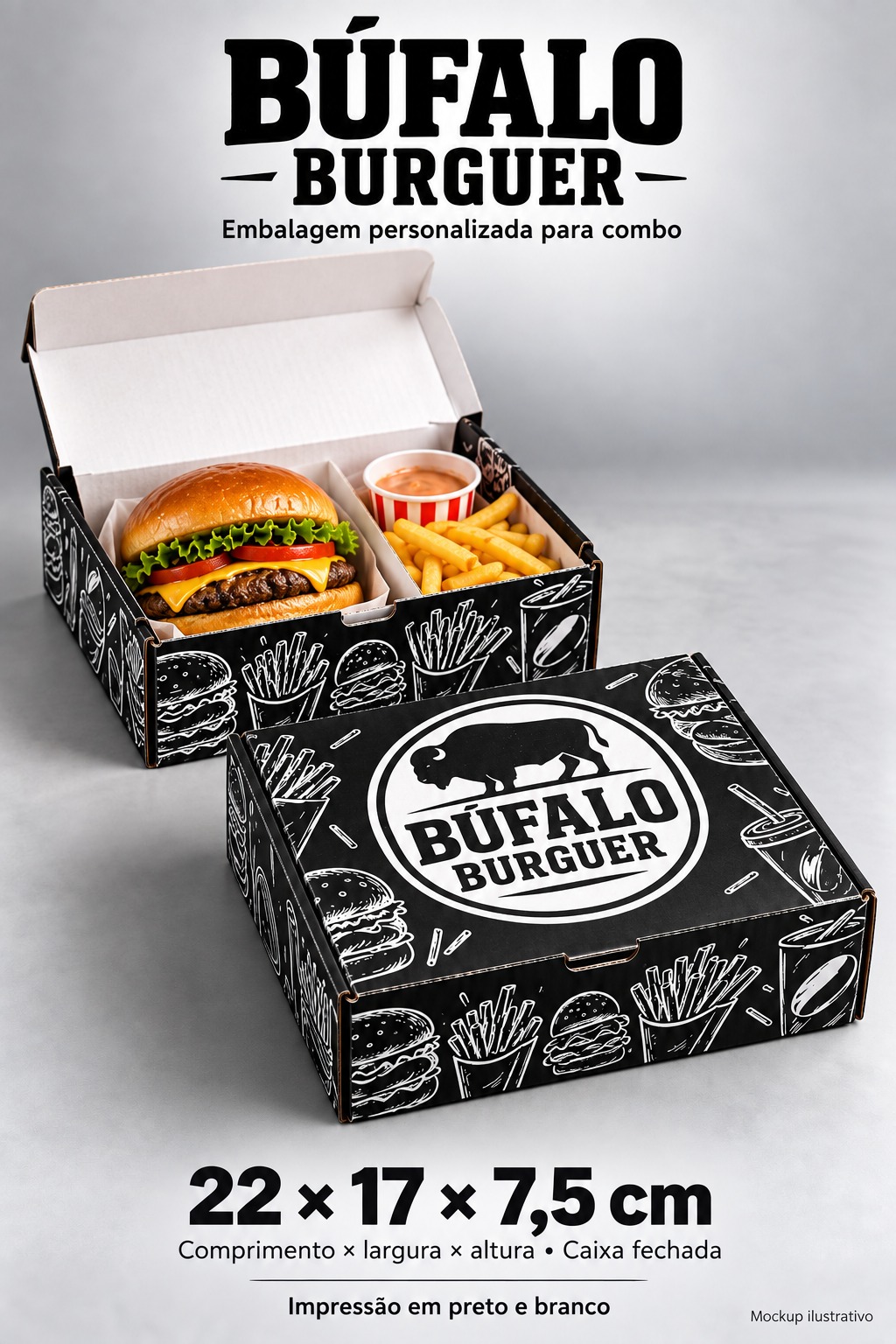 Caixa Bufalo para delivery — embalagem food service Forpack