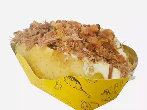 Barca Embalagem Batata Recheada Metalizada 50un para delivery — embalagem food service Forpack