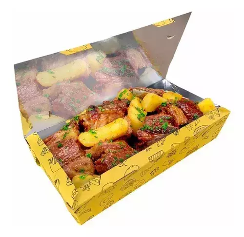 Caixa Embalagem Metalizada Delivery Costela Carne Assada 50un para delivery — embalagem food service Forpack