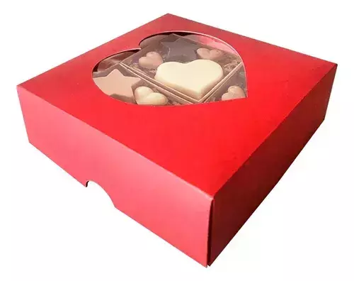 Caixa P/ Presente Visor Interior Metalizado 12,5x12,5x4 50un para delivery — embalagem food service Forpack