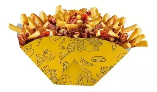 Cesta Embalagem Cx Metalizada Porção Batata Frita Tam G 50un para delivery — embalagem food service Forpack