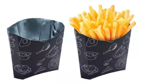 Cx. Embalagem Batata Frita Balcão Interior Aluminizado 50 un para delivery — embalagem food service Forpack